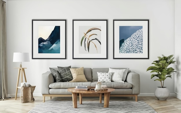 Conjunto de arte de parede abstrato azul e bege