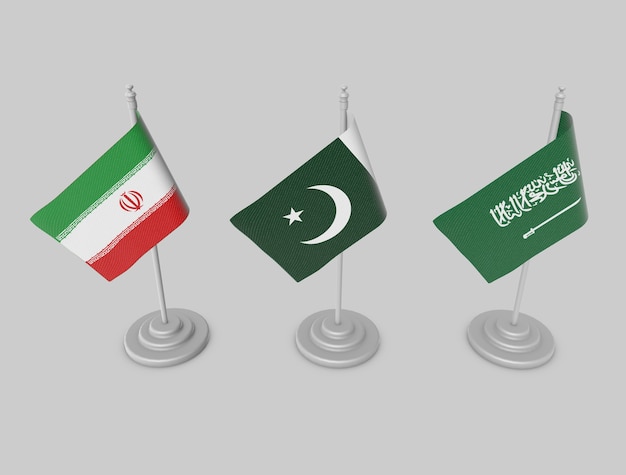 Conjunto de bandeira - paksitan, irã, ksa