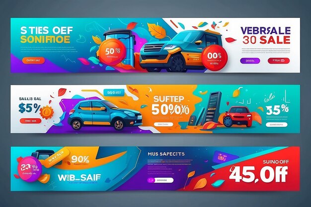 conjunto de banners de venda na web