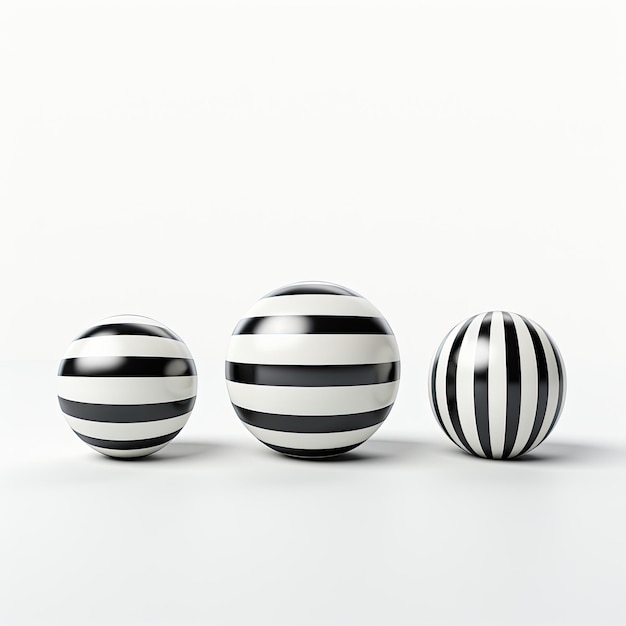 Conjunto de bolas em um fundo branco preto e branco