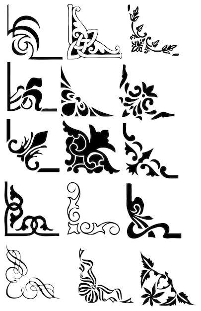 Conjunto de bordas de caligrafia
