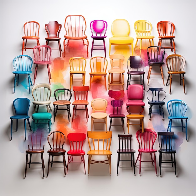 Foto conjunto de cadeiras múltiplas