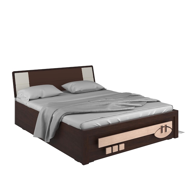 Conjunto de cama realista móveis de fundo branco