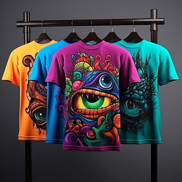 Foto conjunto de camisetas coloridas