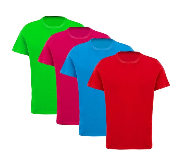 Conjunto de camisetas de algodão de quatro cores isoladas