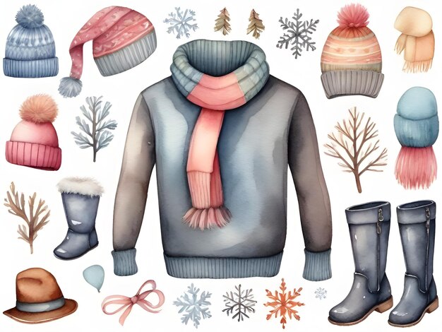 Foto conjunto de camisolas de inverno de natal