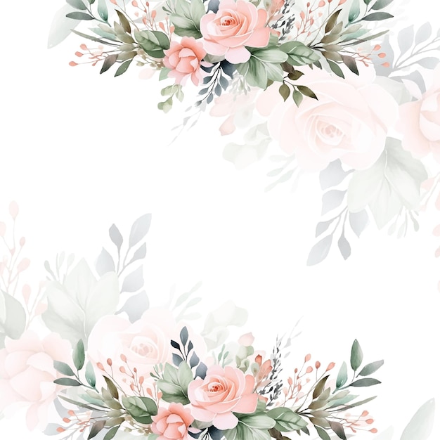 Conjunto de cartões com folhas de rosa de flor conceito de ornamento de casamento cartaz de convite floral cartão de saudação decorativo vetorial ou fundo de design de convite
