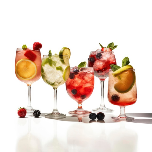 Conjunto de cocktails de frutas