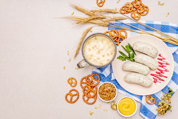 Conjunto de comida e bebida da oktoberfest