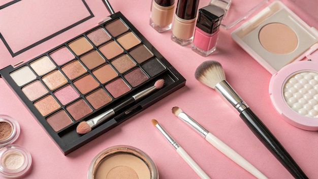 Conjunto de cosméticos Maquiagem em fundo isolado