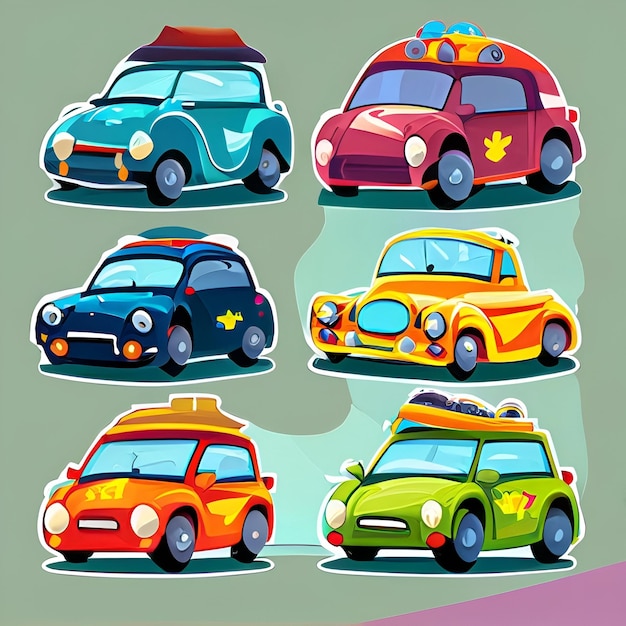 conjunto de desenhos animados de ilustração de carros