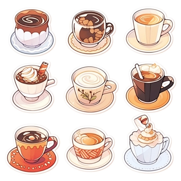 conjunto de desenhos animados do dia internacional do café