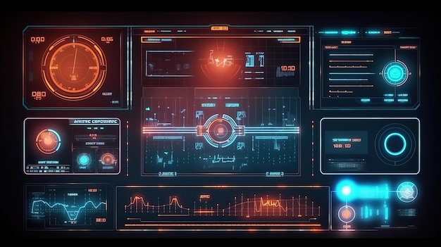 Foto conjunto de elementos 2021 para interface hud hudgui para design de plano de fundo do jogo fundo de tecnologia dados digitais generative ai