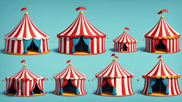 Conjunto de elementos da tenda de circo