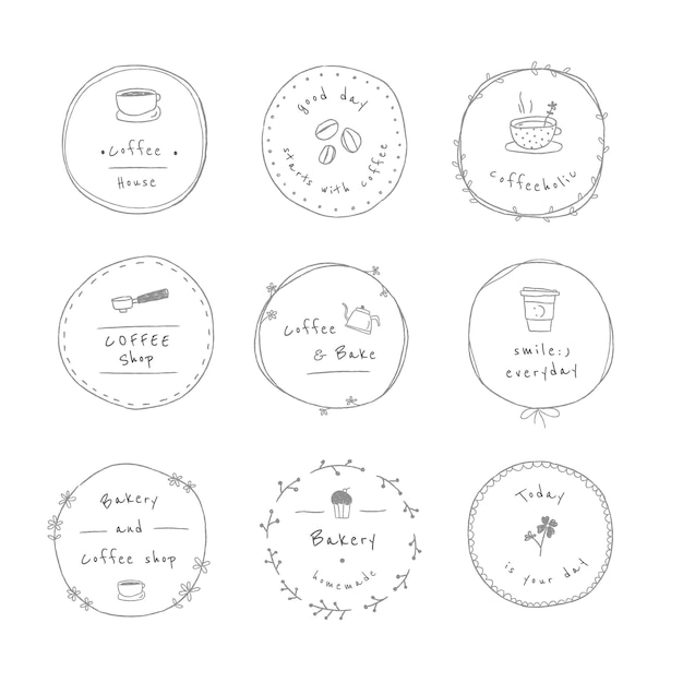 Conjunto de elementos de design de adesivos de café