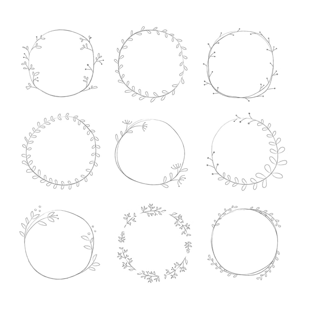 Conjunto de elementos de design de adesivos de doodle de folha