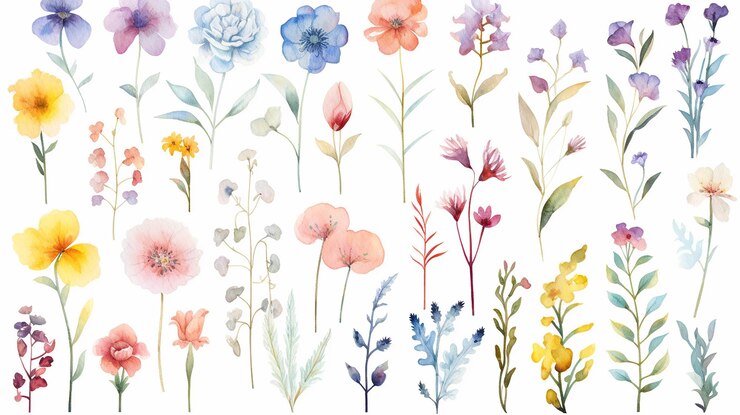 Foto conjunto de elementos de ramo floral aquarela flores e folhas verdes casamento com cartaz floral convite arranjos vetoriais para cartão de saudação ou desenho de convite de casamento ilustração vetorial