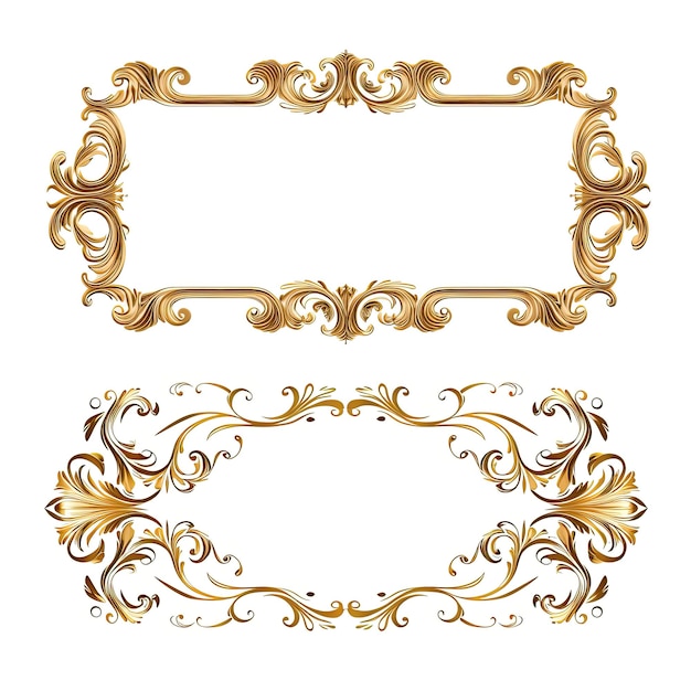 Conjunto de elementos decorativos de molduras douradas para ilustração vetorial de design
