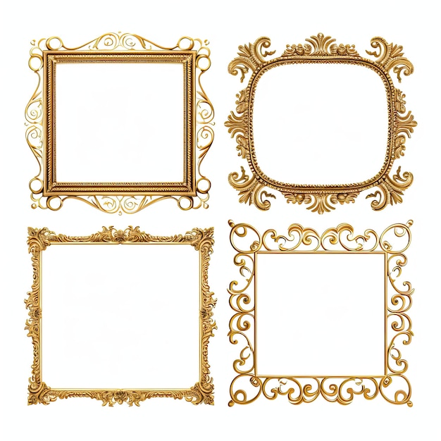 Conjunto de elementos decorativos de molduras douradas para ilustração vetorial de design