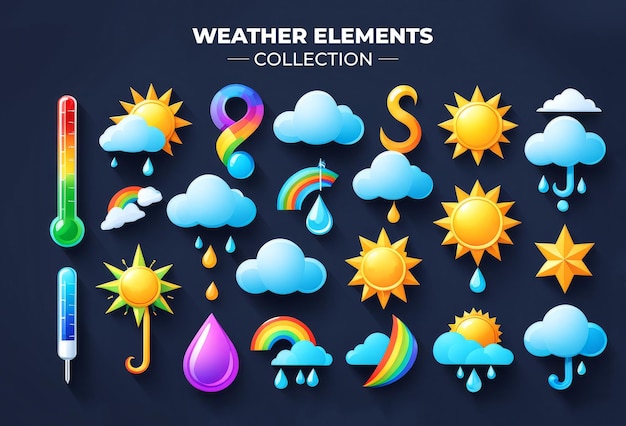 Foto conjunto de elementos meteorológicos