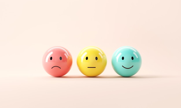 Conjunto de emoticons emoji com humor triste e feliz