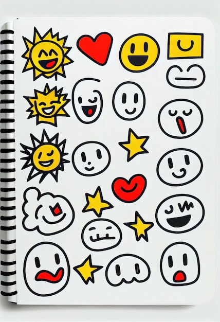 Conjunto de emoticons ou emojis isolados em fundo branco IA geradora