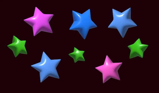 Conjunto de estrelas coloridas