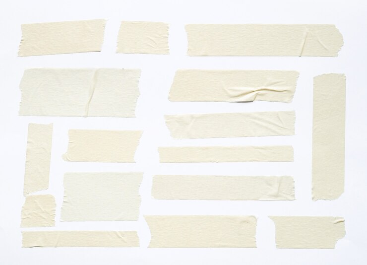Foto conjunto de fita adesiva branca isolado em fundo branco