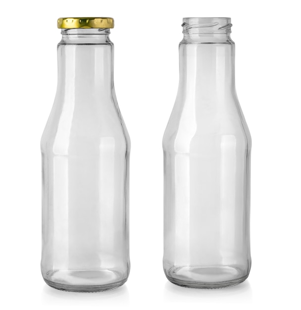 conjunto de frasco de vidro isolado com traçado de recorte