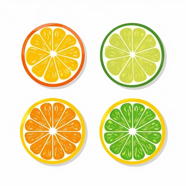 Conjunto de frutas cítricas Ilustração em vetor limão limão laranja