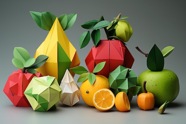 Conjunto de frutas de origami