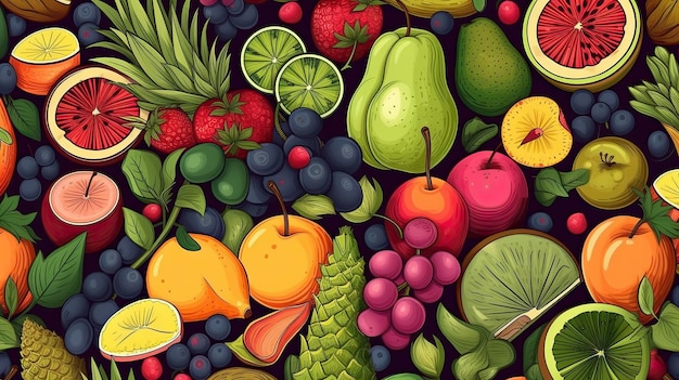 Foto conjunto de frutas suculentas de verão para usar como papel de parede generative ai