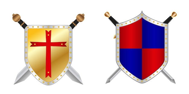 conjunto de guerreiro de espada realista e flecha renderização 3D