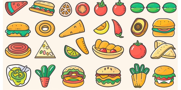 Conjunto de ícones de alimentos