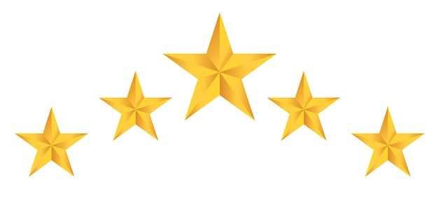 Conjunto de ícones de classificação de estrelas. Conjunto de ícones de estrela dourada isolado em um fundo branco
