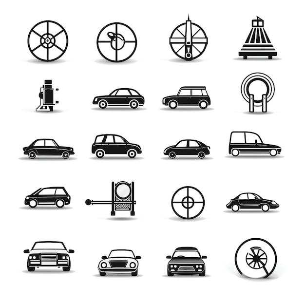 Foto conjunto de ícones de veículos