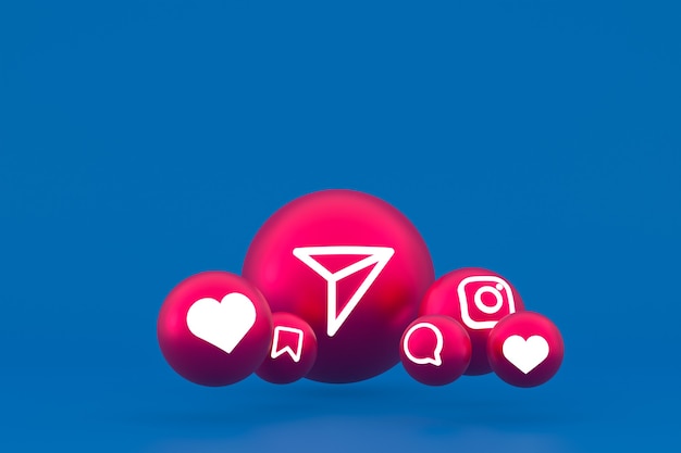 Conjunto de ícones do Instagram renderizado em fundo azul