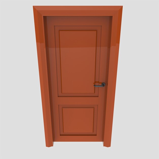 Conjunto de ilustração de porta interior de madeira laranja diferente aberto fechado fundo branco isolado