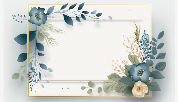 Conjunto de ilustração floral em aquarela buquês borda do quadro flores coleção de ramos de folha de peônia rosa Convites de casamento papéis de parede moda Eucalipto folhas de oliveira camomila Gerar Ai