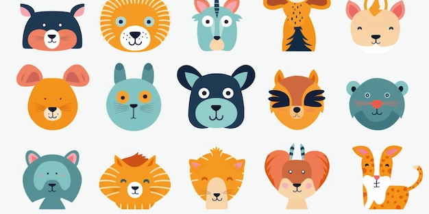 conjunto de ilustrações de desenhos animados de animais estranhos e fofos