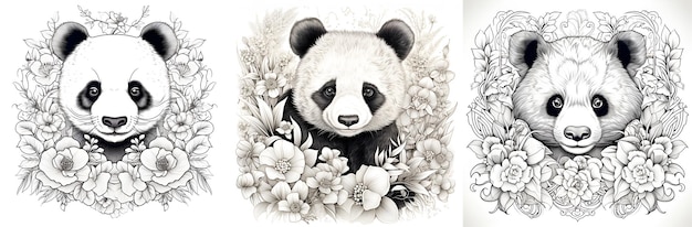 personagem de desenho animado de rosto de panda. livro de colorir