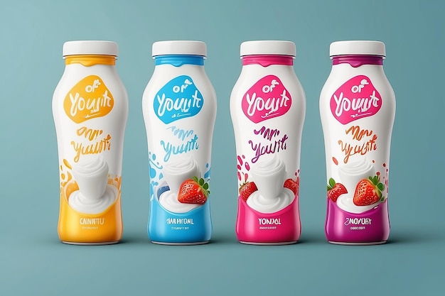 Conjunto de iogurte embalagem nova isolado design para iogurte de leite ou creme de produto marca ou design publicitário