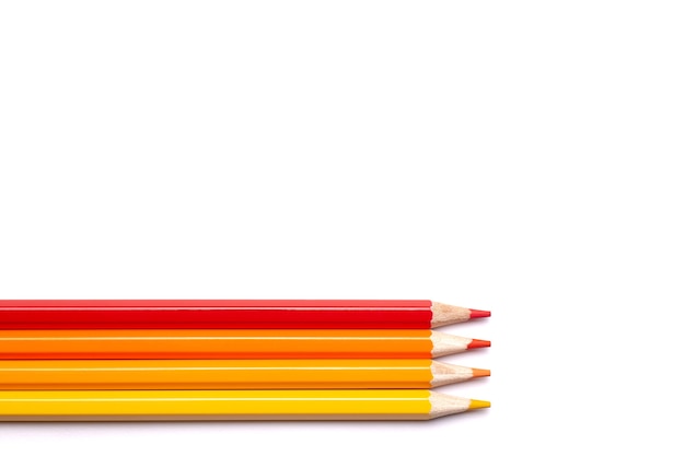 conjunto de lápis de cor de vista superior
