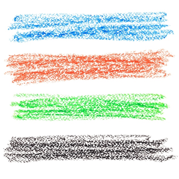 Conjunto de linhas coloridas de giz de cera isolado sobre o fundo branco