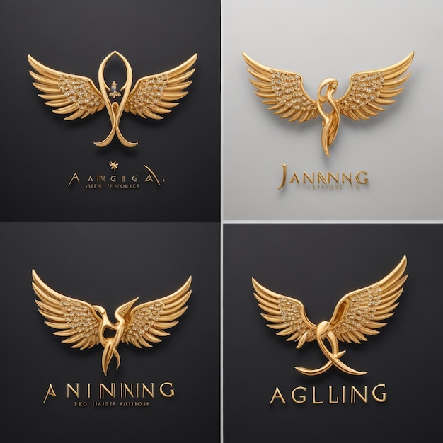 Conjunto de logotipo de águia Identidade de marca com pássaros Phoenix e símbolos de asa