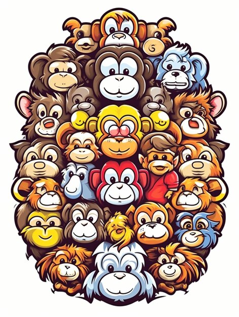 conjunto de macacos desenho animado de vetor