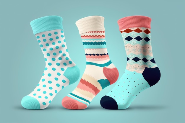 Conjunto de meias para loungewear de luxo em fundo azul claro criado com generative ai