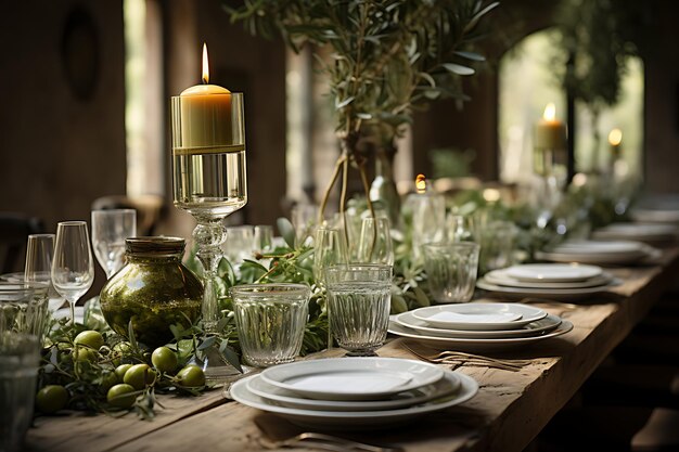 Foto conjunto de mesa elegance do olive day para celebração