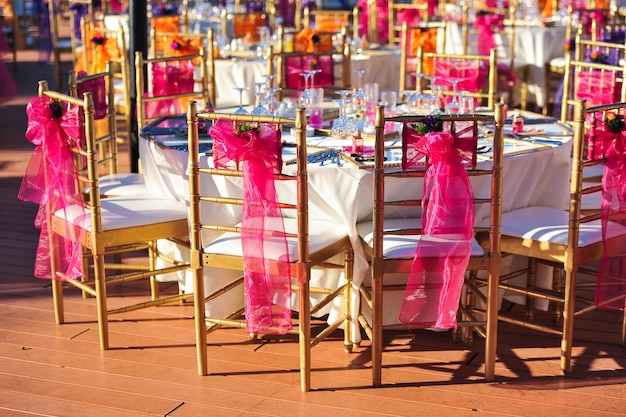 Conjunto de mesa para uma festa de evento ou recepção de casamento