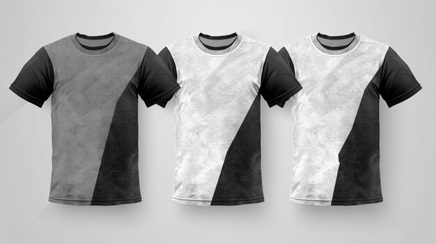 Conjunto de mock up de camisa Modelo de camiseta para design personalizado Versão frontal em preto cinza e branco Generative AI